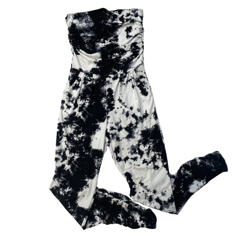 Streetwear Society Tie Dye Strapless Ruched Jumpsuit